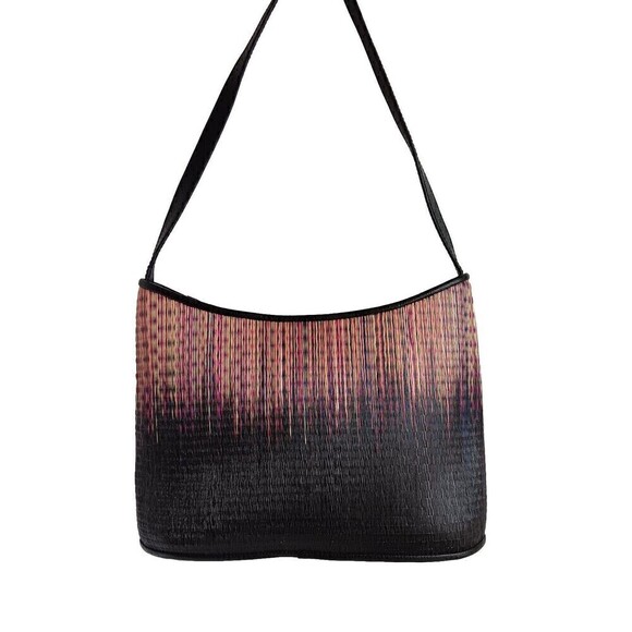 Buntal Desenyo Black/Multicolor Straw Shoulder Purse - Picture 2 of 9